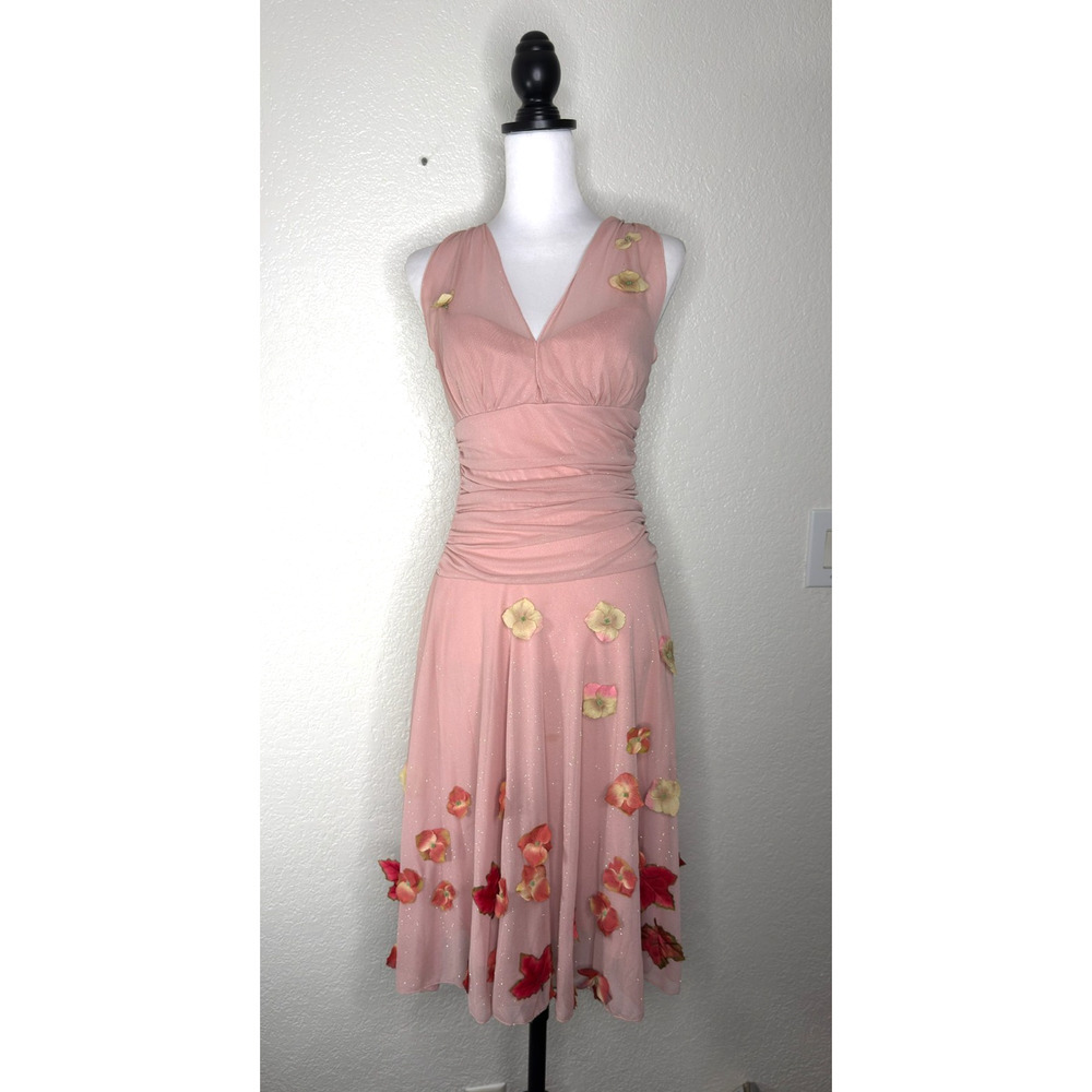 VTG Y2K Speechless Fairy Flower Dress Pink Halter Babydoll Glitter Embroidered - Picture 2 of 11